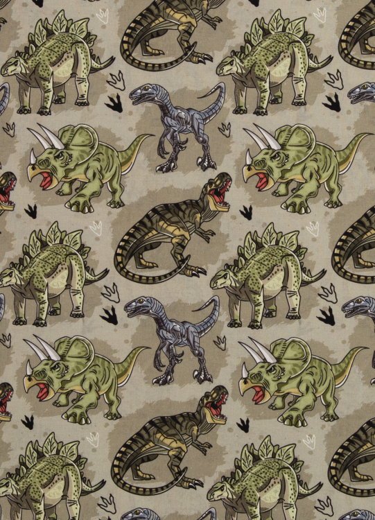 Baumwollstoff - Tim - Dinosaurier - schilfgrün